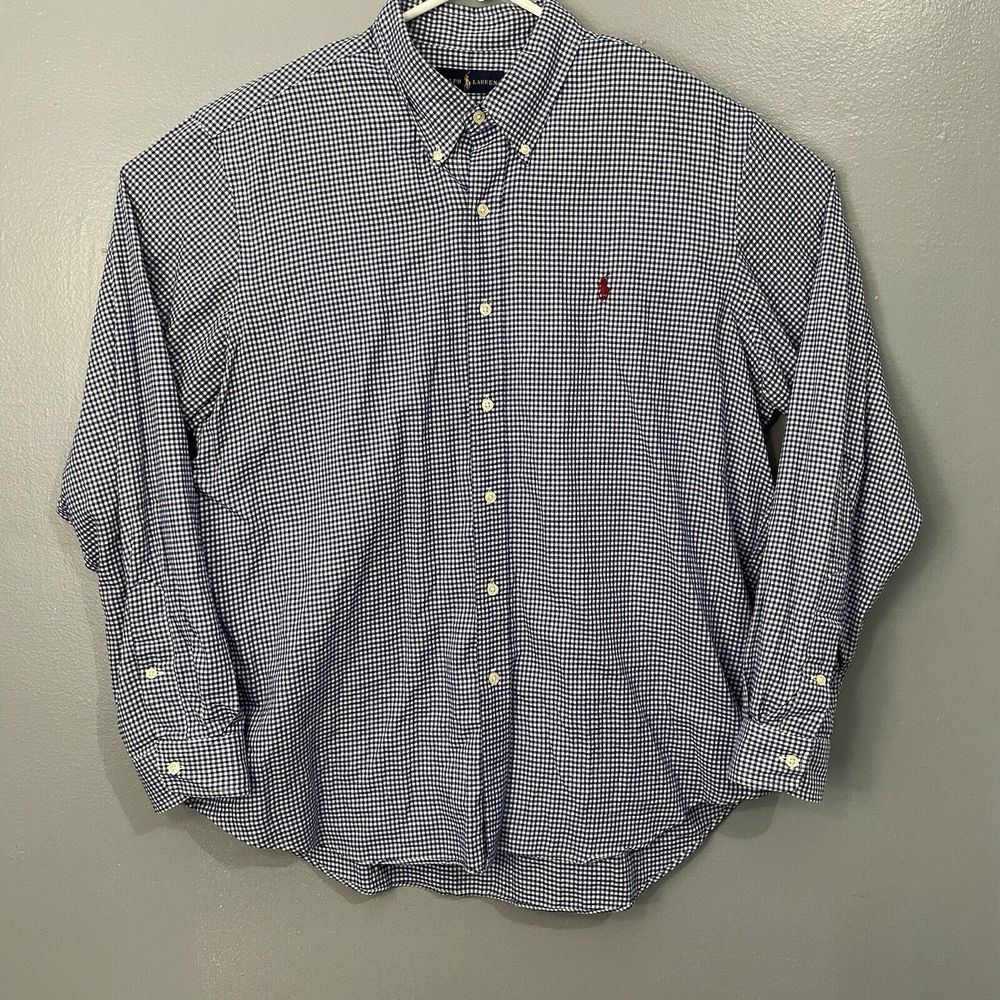 Polo Ralph Lauren Casual Shirt Mens XL XLarge‎ Button Down  Blue Plaid Red Pony